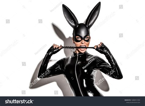 Sexy Blonde Beautiful Woman Posing Latex Stock Photo 1680813184 Shutterstock