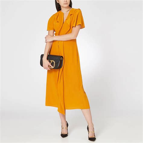 Victoria Beckham Ruffle Silk Midi Dress