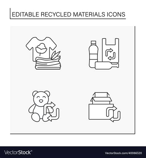 Recycled Materials Line Icons Set Royalty Free Vector Image