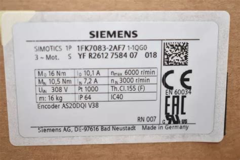 Siemens Simotics S Synchronous Motor Fk Af Qg Fk Af