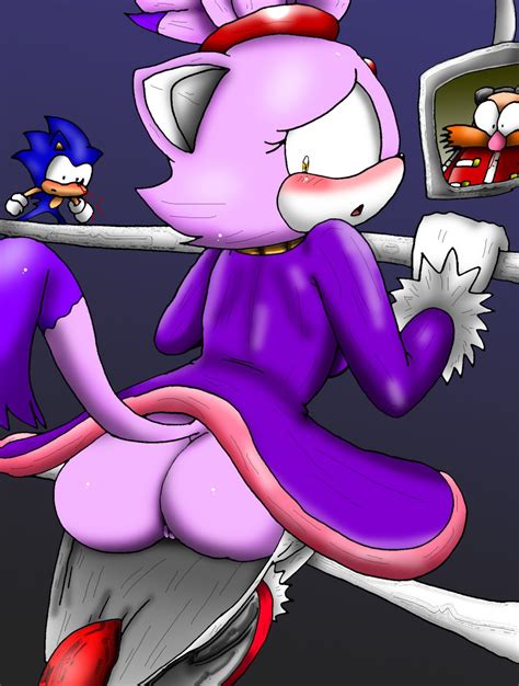 Rule 34 Anthro Ass Blaze The Cat Blush Bondage Bound Clothed Clothing Dr Robotnik Feline