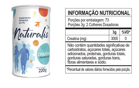 CREATINA MONOHIDRATADA EM PÓ NATURALIS 220G KIT 6 LATAS Naturalis