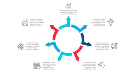 Infografía de flechas vectoriales diagrama de ciclo con 7 opciones