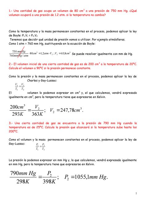 Ejercicios Resueltos De Gases Ideales Y Algunas Explicaciones Extras