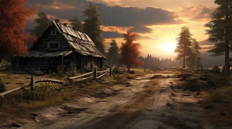 Premium Photo Country Road With Old Barn And Woods Realistic And
