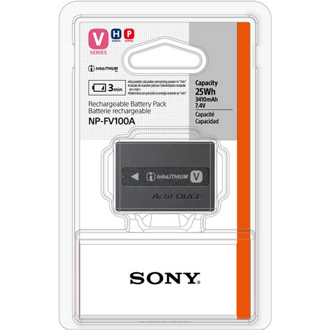 Sony Np Fv100a V Series Rechargeable Battery Pack 3410mah 68 84v