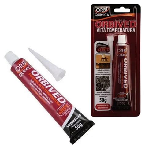 Cola Silicone Orbived Selante Alta Temperatura 50g Vermelho