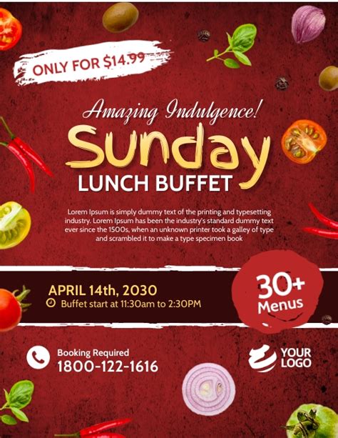 Sunday Lunch Buffet Flyer Template Postermywall