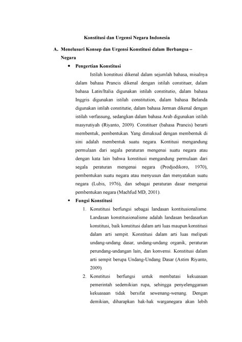 Konstitusi Dan Urgensi Negara Indonesia Menelusuri Konsep Dan Urgensi