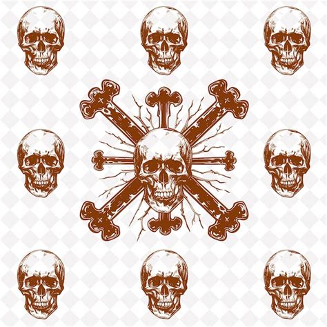 Premium Psd Gothic Skull And Crossbones Folk Art With Bone Pat Png