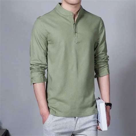 Male Long Sleeve Solid Color Stand Collar Chinese Clothes Male Big Size