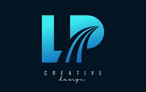 Creative Blue Letters Lp L P Logo With Leading Lines And Road Concept Design Letters With