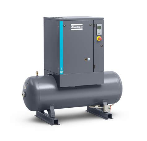 7 5HP 145PSI Tank Mounted Rotary Screw Air Compressor By Atlas Copco