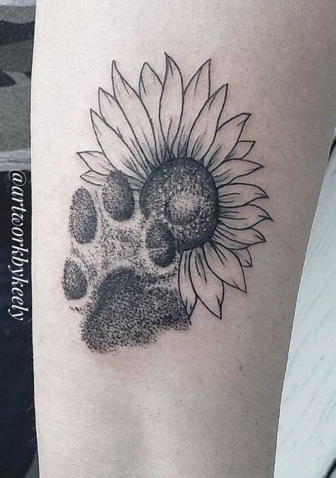 Sunflower Dog Paw Tattoo Tattooideas Sunflowertattoos Piercing