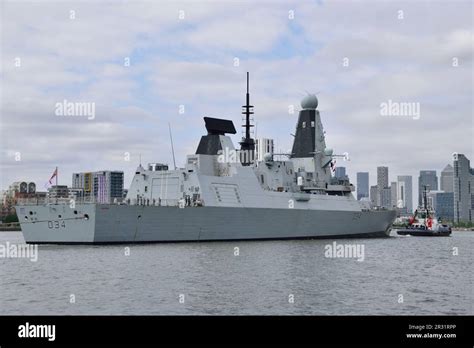 Hms Diamond A Royal Navy Type 45 Destroyer Seen On The River Thames