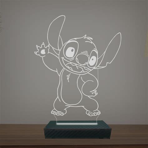 Luminária Led 3d Lilo Stitch Alegre Abajur Luxo Branco Elo7