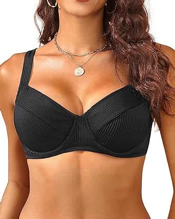 Amazon Women S Underwire Push Up Bikini Top Ribbed Swim Bra 2025 Large Bust Bathing Suit