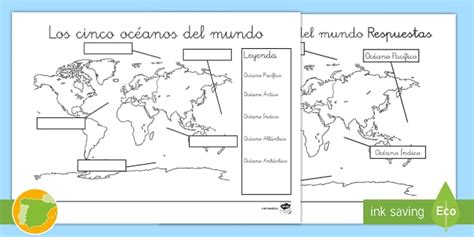 Ficha De Actividad Los Cinco Oc Anos Del Mundo Twinkl