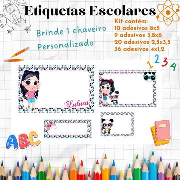 Kit 100 Adesivos Luluca Etiqueta Escolar Personalizada Elo7