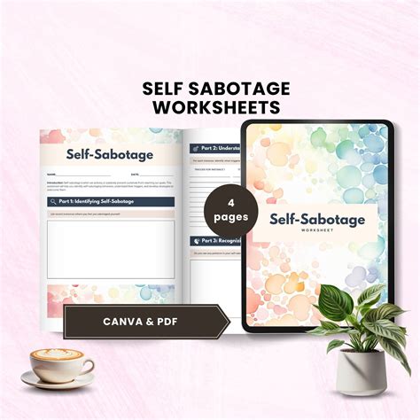 Self Sabotage Worksheets Template Canva Therapy Worksheets Self Sabotage Quiz Self Esteem