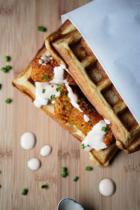 Chicken N Waffles With A Spicy Sweet Sriracha Maple Sauce Recipe Chicken And Waffles Food