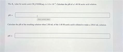 Solved The Ka Value For Acetic Acid CH3COO H Aq Is Chegg