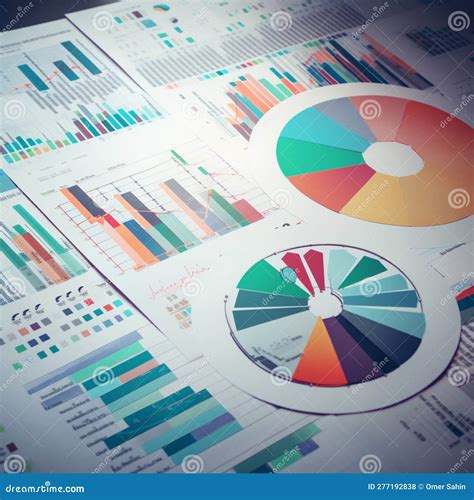 Financial Report with Various Charts and Graphs Stock Photo - Image of