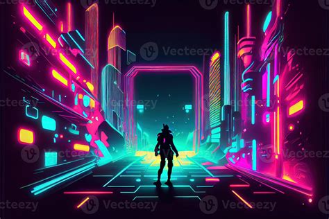 Illustration Of Gaming Background Abstract Cyberpunk Style Of Gamer