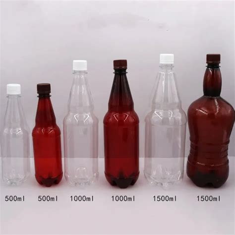 Custom 500ml 1l 1 5l 2l Transparent Long Neck Pet Plastic Beer Wine