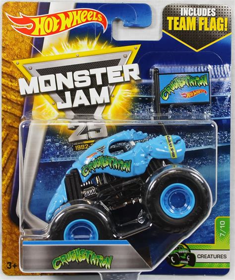 Amazon Hot Wheels 2016 Monster Jam 1 64 Scale Truck With Team Flag Crushstation Toys