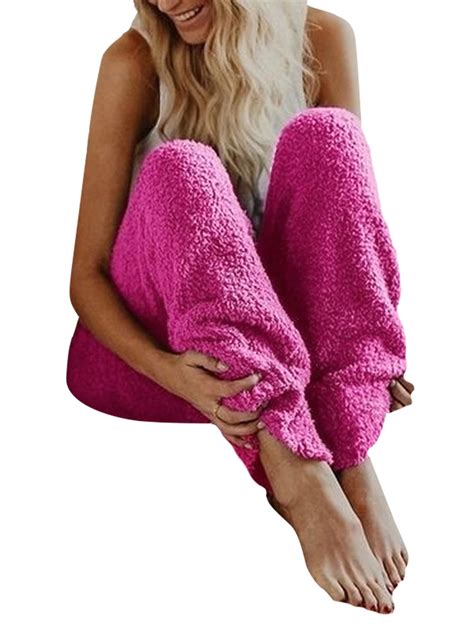 Warm Plush Fluffy Fuzzy Lounge Pants For Women Soft Pajama Pants Plus