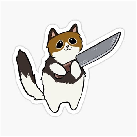 Cute Cat Holding A Knife Sticker For Sale By Abbiekye Redbubble