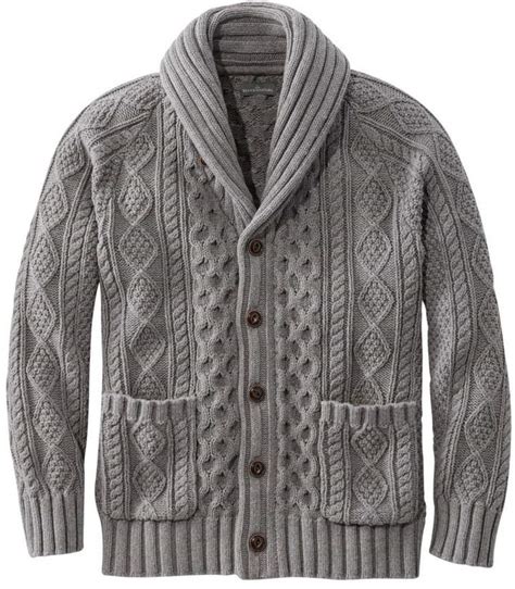 Men S Signature Cotton Fisherman Sweater Shawl Collar Cardigan At L