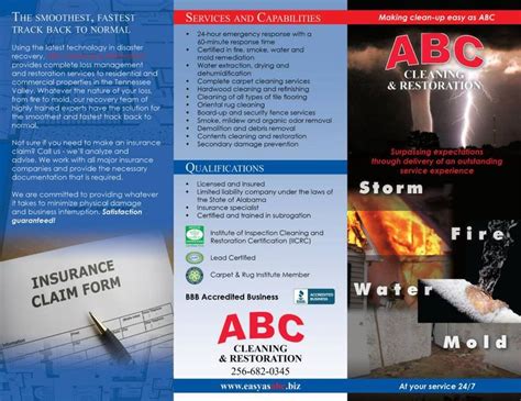 Abc Restoration Brochure Mold Remediation Brochure Emergency Response