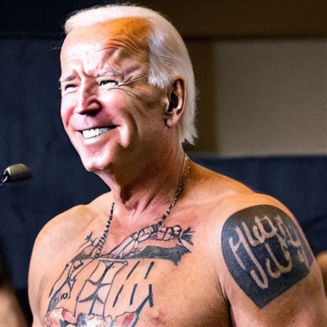 Krea Ai Joe Biden Shirtless With Russian Prison Tattoos