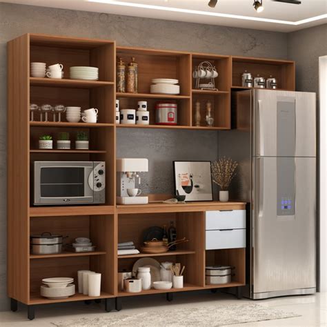 Cozinha Completa Torino 11 Portas 2 Gavetas Amêndola Touch Nude Prime Tx Pnr Móveis