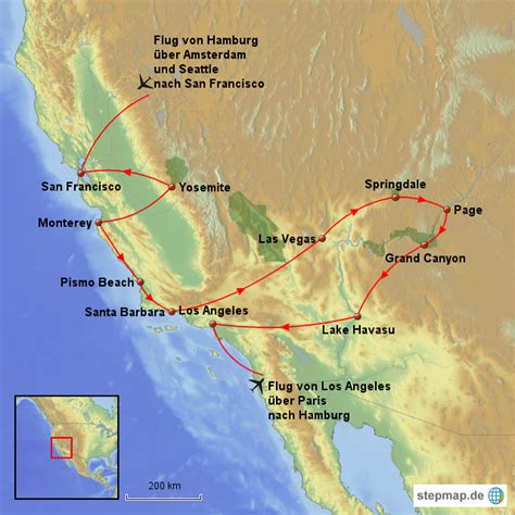 Stepmap Usa Rundreise Landkarte F R Usa