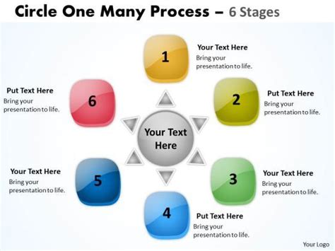 Business Diagram Circle One Many Process 6 Stages Strategic Management