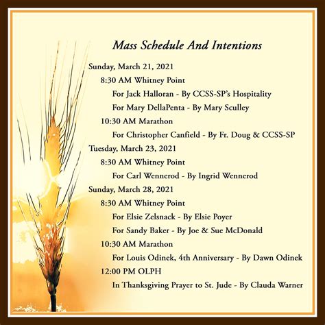 Mass Intentions March 21 2021 Catholic Community Of St Stephens St Patricks