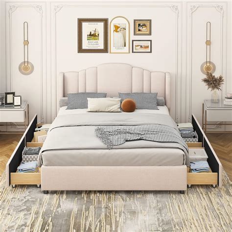 Amazon Merax Modern Upholstered Plattform Bed With 4 Storage