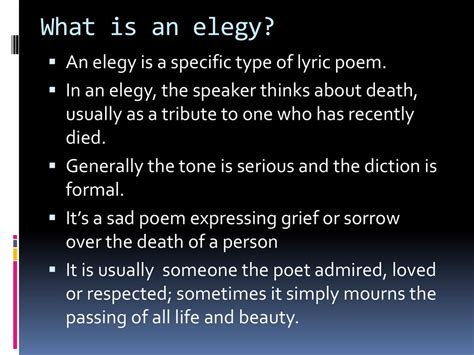 Elegy Poem Examples