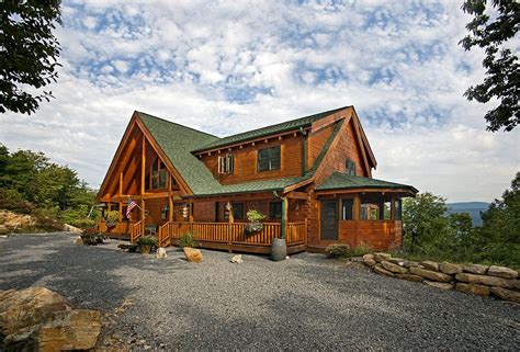 Log Home Green Shingle Roof Custom Timber Log Homes Log Homes Log