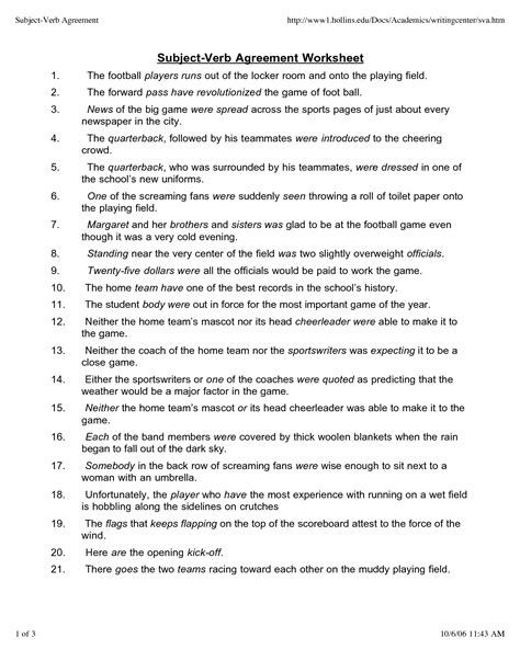 12 Subject Verb Agreement Worksheets Answers