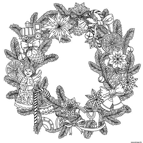 Coloriage Couronne De Noel Zentangle Dessin Noel Adulte à imprimer