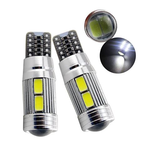 2x Veilleuses LED T10 W5W 10 5630 SMD Canbus Anti Erreur ODB Blanc 12V