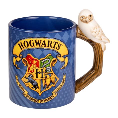 Harry Potter Hogwarts Crest With Hedwig On Handle Coffee Mug Cup