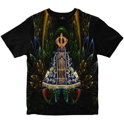 Camiseta Nossa Senhora Aparecida Antiga Rainha Do Brasil Preta Shopee