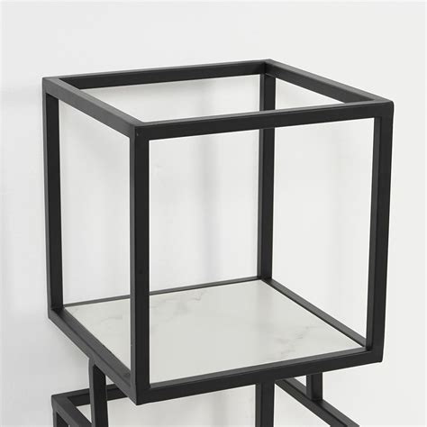 Narrow Black Shelf Metal Tower Display Shelf Cube Bookcase