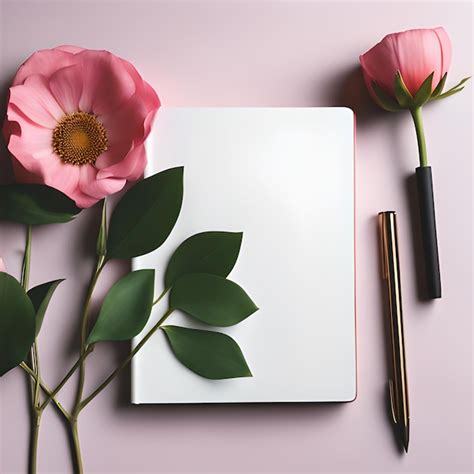 Premium AI Image | Notebook with flowers