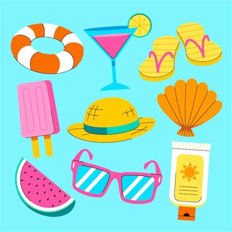 Premium Vector Flat Design Elements Collection For Summertime